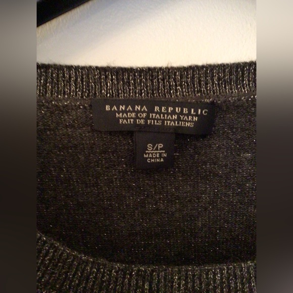 BANANA REPUBLIC Dark Grey Metallic Crew Scoop Neck Sweater - Small - Picture 3 of 4